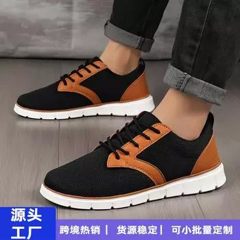 2025 new lightweight lace-up casual men s shoes breathable loafers men s large size Men Loafers mesh shoes 39 чёрный