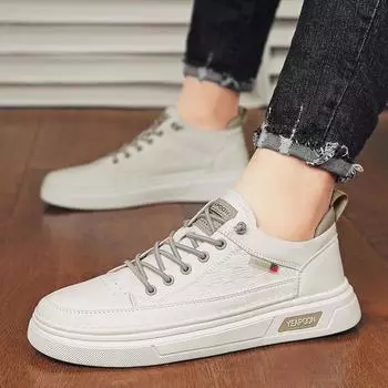 2025 new little white shoes men s casual leather shoes Korean version versatile board shoes flat heel leather shoes low-top crocodile pattern men s sh 39