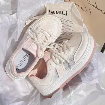 2025 new little white shoes popular summer mesh breathable with skirt board shoes women s original casual versatile shoes 35