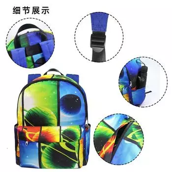 2025 new men s and women s versatile backpack, street trend schoolbag, large-capacity Korean version of the planet 3-piece backpack