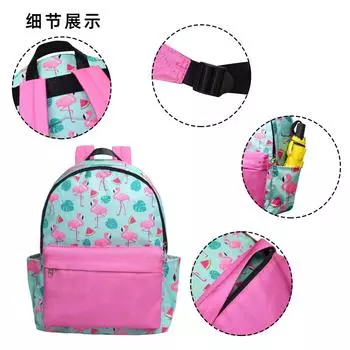 2025 new men s and women s versatile backpack, street trend schoolbag, large-capacity Korean version of Flamingo 3-piece backpack