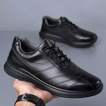 2025 new men s casual leather shoes men s trendy fashion single shoes wear-resistant soft sole soft surface sports men s shoes 38