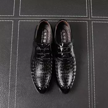 2025 new men s casual small foot leather shoes work shoes handsome Korean version pointed head spring and autumn hairdresser men s shoes 38 чёрный