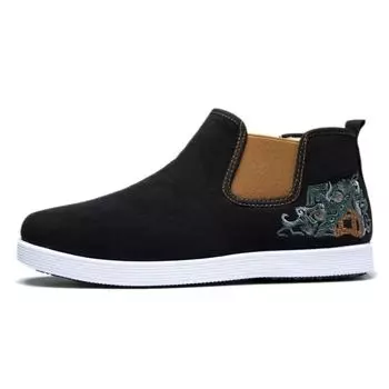 2025 new men s cotton shoes embroidered soft sole antiskid light casual father s shoes plus velvet warm men s shoes 39 чёрный