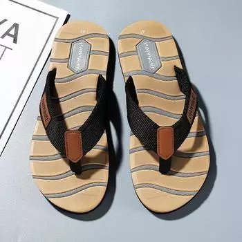 2025 new men s fashion trend pinch beach shoes flip-flops casual outer slippers large size soft sole 39 хаки