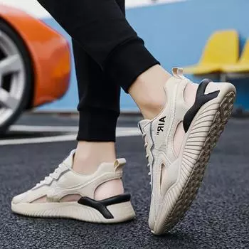 2025 new men s sandals summer wear beach sports non-slip deodorant bag head driving dad ins thick bottom 39 бежевый