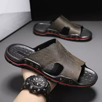 2025 new men s sandals trend large size casual shoes men s beach outdoor lightweight breathable drag Shoes 38 хаки