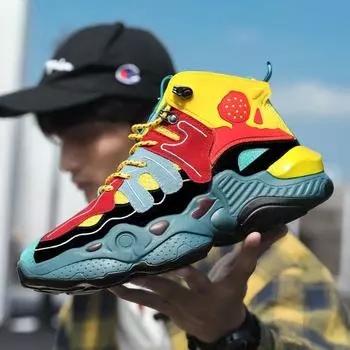 2025 new men s shoes autumn and winter national tide catwalk high-top trendy shoes sports shoes casual shoes Korean version cotton shoes 39