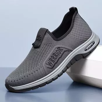 2025 new men s shoes summer fly-woven casual sports shoes men s soft-soled breathable non-slip lightweight mesh travel shoes 38 чёрный