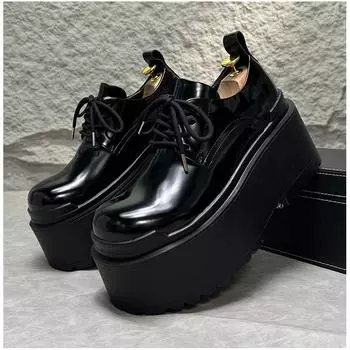 2025 New Personalized Design Casual Round Head Men s Catwalk Super Platform Leather Derby Shoes 10cm 39