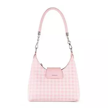 2025 New Pink Plaid Shoulder Bag Versitile Fashion Underarm Bag High Sense Leisure Class Commuter Bag Daily Pink