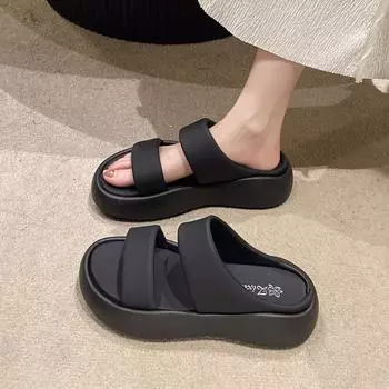 2025 new platform slippers women s outer wear summer high-end fashion one-word drag women s casual sandals women 35