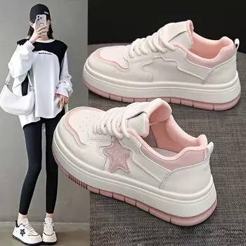 2025 new popular spring Internet celebrity super fire little white shoes women s board shoes platform versatile niche sports espadrilles 35
