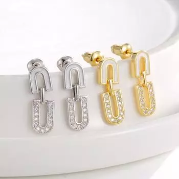 2025 new retro simple cold color gold stud earrings femininity versatile metal high-end earrings trend