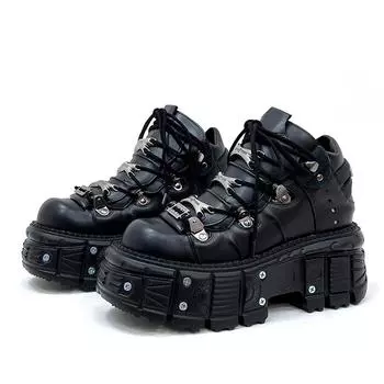 2025 New Rivet Metal Decoration Platform Pumps Round Toe Cross Tied Height Increasing Pumps Fashion Casual Arrivals Spring Pumps 35