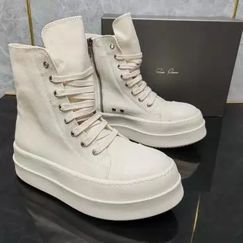 2025 NEW Ro Beige Canvas High Boots Thick and Low Loose High Fashion Top Quality Thick Bottom High Tide Men s Shoes Boots. 36
