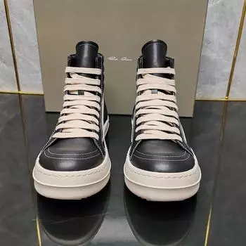 2025 NEW Ro High-top Small Triangle Leather Harajuku Style Casual Joker Student Shoes Couple Chausures Homme 36