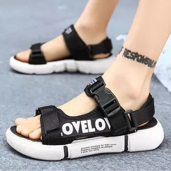 2025 new sandals men s summer slippers casual sports beach cool slippers soft-soled driving ins trendy shoes 36 чёрный