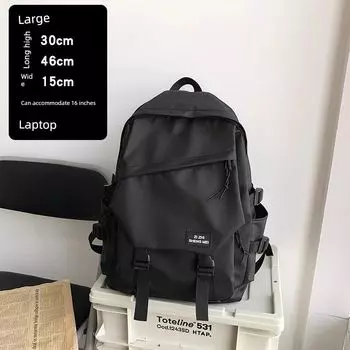 2025 New Schoolbag College Student Large Capacity Backpack Fashion Brand Travel Computer Bag Backpack High School Student School Black + pendant