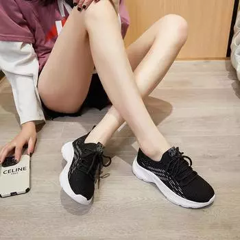 2025 new shallow mouth fly-woven breathable casual single shoes women s foreign trade soft sole trendy fashion versatile sports shoes 35 чёрный