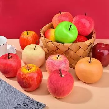 2025 New Simulation Artificial Fruit Plastic Fake Fruit Apple Blue Red Apple Kitchen Decoration Wedding Party Decoration