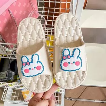 2025 new slippers women s outer wear home indoor bathroom non-slip student women s shoes cartoon rabbit soft sole light sandals 36/37 белый