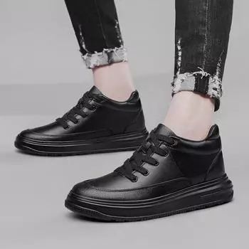 2025 new small inner height increase 8cm men s shoes sports shoes little white shoes British height increase casual board shoes 2828 37 чёрный