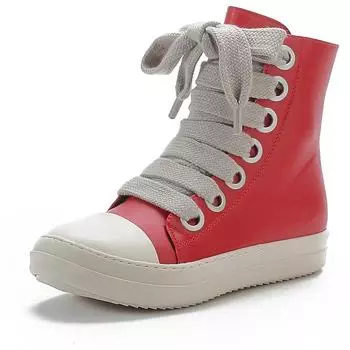 2025 NEW Sneakers High-top Men s Casual Leather For Women Flat Sport Shoes Thick Lace Up Unisex Couple Women Shoes 35