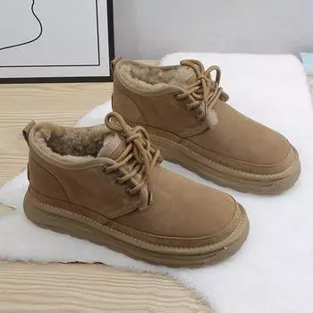 2025 new snow boots women s thick-soled wool northeast thickened fur integrated warm cotton shoes casual short boots 35 лакричная конфета