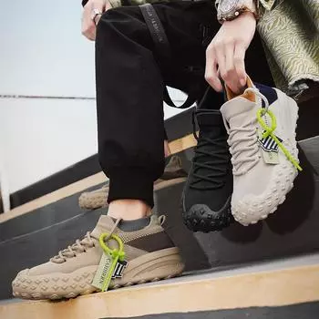 2025 new socks and shoes student fly-woven men s shoes spring and summer thick-soled versatile casual sports trendy shoes men s mesh 39