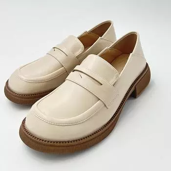 2025 new soft flat loafers spring and autumn single shoes one pedal retro versatile British style small leather shoes women 34