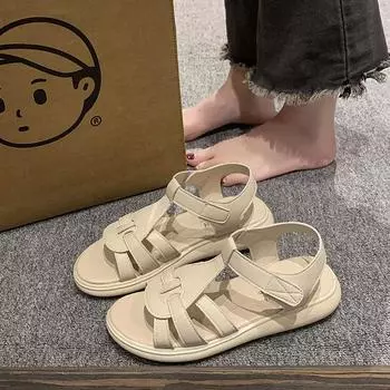 2025 new soft leather soft sole middle-aged mother sandals women s summer middle-aged and elderly fashion soft sole comfortable non-slip women s shoes 35