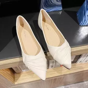 2025 new soft-soled shoes women s single shoes pointed head shallow mouth flat bottom low heel ladyshoes large size women s shoes D833-185 35 чёрный