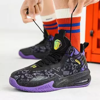 2025 new sports shoes breathable mesh basketball shoes actual combat high-top student boots men s shoes with sound rubber sole 35