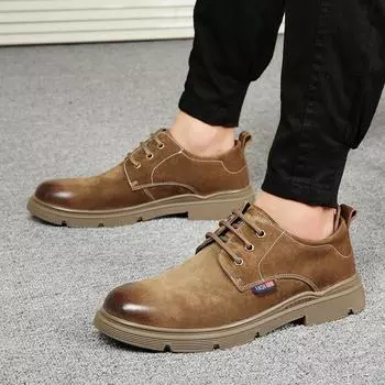 2025 new spring and autumn men s shoes trendy leather sports and leisure shoes British retro Martin boots men s tooling leather shoes 38