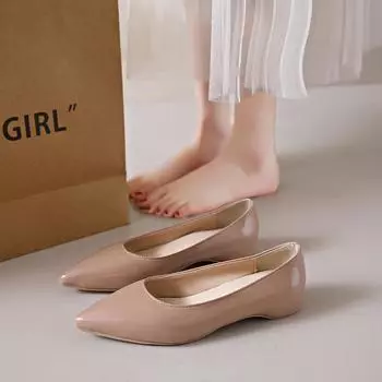 2025 new spring and autumn nude pointed flat shoes women s versatile commuting light mouth single shoes evening shoes 35 абрикосовый