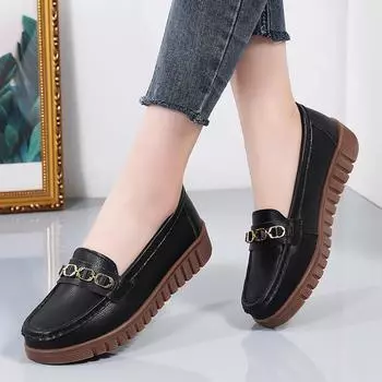 2025 New Spring and Autumn Women s Leather Ballet Flats Slip on Loafers Zapatos Mujer Fashion Moccasins Casual Shoes for Women 35