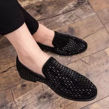 2025 new spring and summer leather shoes personalized fashion casual leather shoes men s Korean version trendy business leather shoes large size 38 золотой