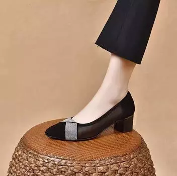 2025 new spring and summer mesh single shoes women s leather breathable hollow women s shoes summer pointed head shallow mouth leather shoes thin 35