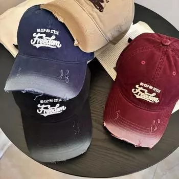 2025 new spring and summer washed denim baseball cap men and women personality versatile fashion gradual change cap sunscreen cap M56-58cm бордовый