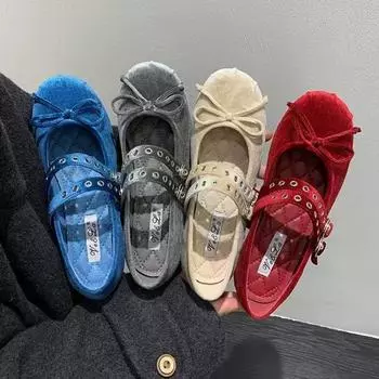 2025 New Spring Designer Women Ballet Shoes Fashion Butterfly-knot Shoes Concise Soft Sole Flats Shoes 35 абрикосовый