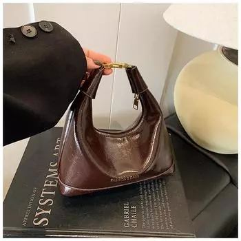 2025 new spring solid color fashion portable messenger dumpling bag women s retro large capacity new casual simple чёрный