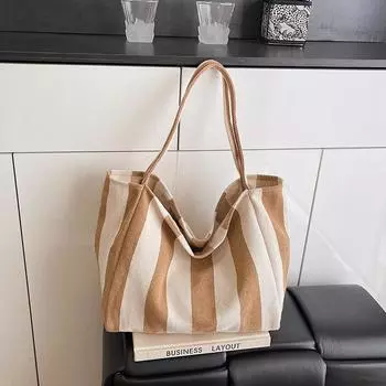 2025 New Striped Beach Bag, Summer Casual Bag, Large Capacity Tote Bag, Shoulder Bag, Minimalist Bag, Christmas Gift