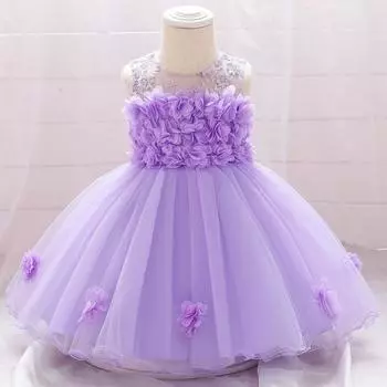2025 New Style Mesh Lace Princess Dress for 1-Year-Old Baby Girls 90 cm