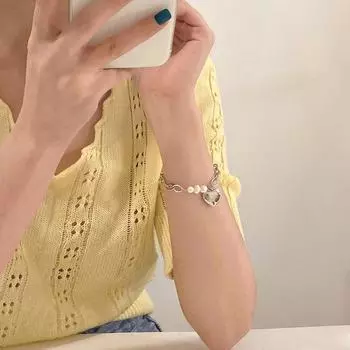 2025 New Style Niche Heart Pearl Chain Bracelet for Girls – Unique Summer Design XL-840
