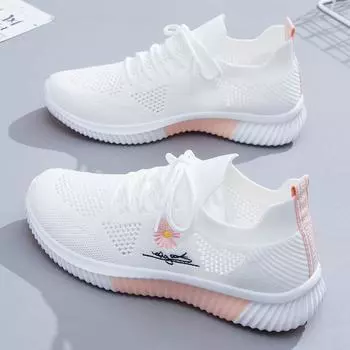 2025 new summer breathable women fly mesh upper shoes front lacing women casual shoes running soft sole shoes women shoes 36