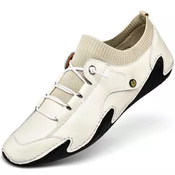 2025 New Summer Large Size Men s Doudou Shoes 38-46 Two-layer Cowhide Octopus Men s Shoes Trend Shoes 38 белый