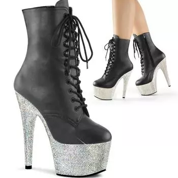 2025 new summer low tube round head adhesive sole knight boots rhinestone trend black thick sole fashion women 34 чёрный