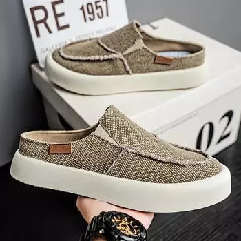 2025 New Summer Men s Baotou Slippers Breathable Men s Half Drag Fashionable Versatile Casual Cloth Shoes 39