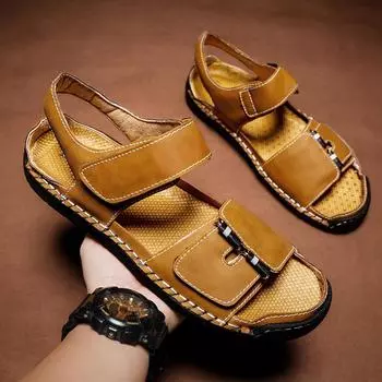 2025 new summer men s sandals casual outdoor non-slip beach shoes men s Velcro cool slippers 38 чёрный